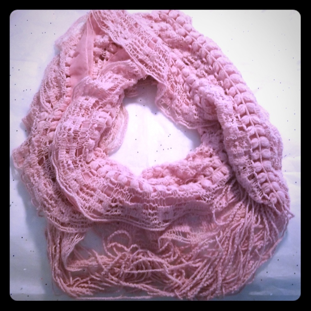 Pink knit scarf